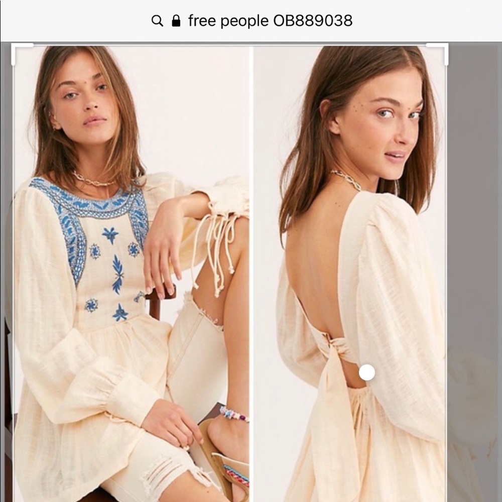 🥳HP🎉 Free People Bali Birdie Embroidered Top NWT